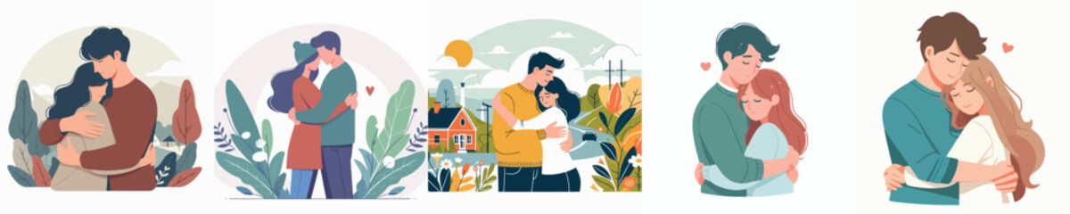 vector of a couple hug