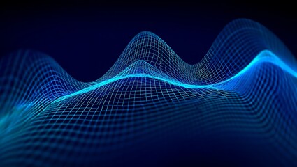 Waves of Light Dancing on a Dark Blue Digital Landscape