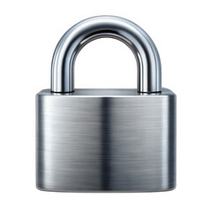 Steel padlock security lock isolated on transparent background
