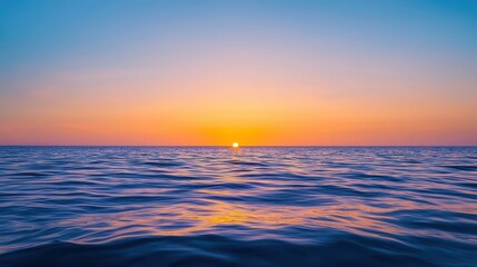 Serene Sunset Over Tranquil Ocean Waves with Vibrant Sky Colors Reflecting on Water Surface