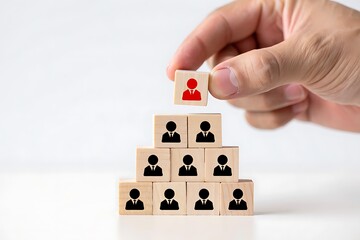 Leadership Structure Success With Wooden Blocks In A Pyramid Scheme