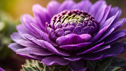 Obraz premium Macro Photo of Purple Artichoke Bloom with Layered Petals and Emerald‑Toned Core