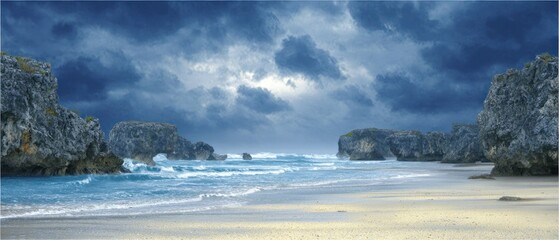 Stormy beach landscape