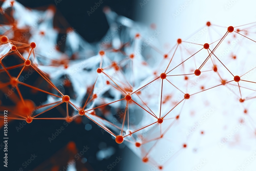 Poster geometric connectivity with lines and dots, representing a network background with clusters.