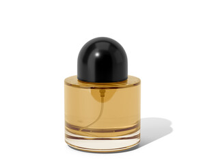 Blank Empty Round Perfume Glass Bottle, Cosmetic Spray Bottle Isolated On Transparent Background, Prepared For Mockup, 3D Render.