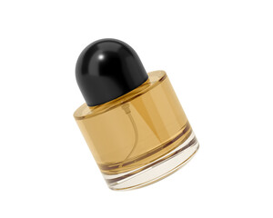 Blank Empty Round Perfume Glass Bottle, Cosmetic Spray Bottle Isolated On Transparent Background, Prepared For Mockup, 3D Render.