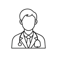 Fototapeta premium Male doctor icon line art vector illustration on white background.