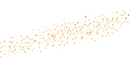 Gold glitter shiny particles on white background