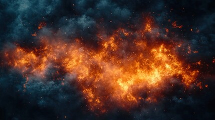 Fiery chaos erupts amidst dark smoke