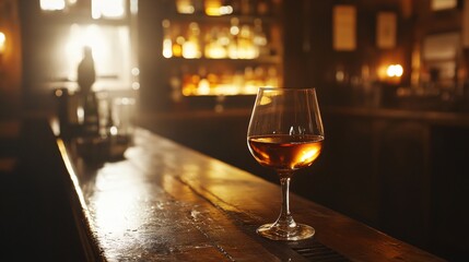 A glass of wine placed on a vintage bar, wine, glass, drink, alcohol, red, table, white, restaurant, bottle, glasses, beverage, wineglass, bar, dinner, celebration, red wine, food, reflection, wine