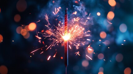 Obraz premium Sparkler celebration holiday festive light firework new year party fun