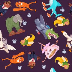 Funny characters. seamless pattern with brain rot italian cute characters crocodile goose ballerina cappuccina © ONYXprj