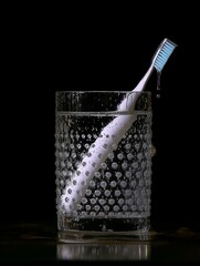 Electric Toothbrush Standing in a Glass of Water – Minimalist Dental Still Life
