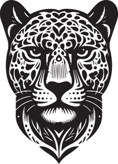 Black and White Jaguar Vector Illustration – Minimalist Wild Cat Silhouette Art	