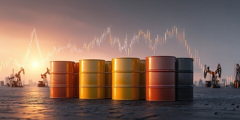 Oil Market Fluctuation: Barrels and Price Charts