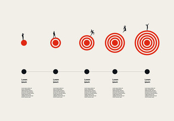 Business Target Growth Infographic Template with Minimal Illustration