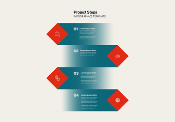Project Steps Infographic Template with Square Shapes