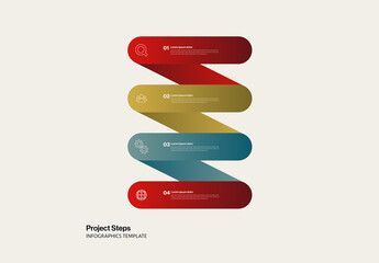Project Steps Vertical Infographic Template with Colorful Rounded Shapes