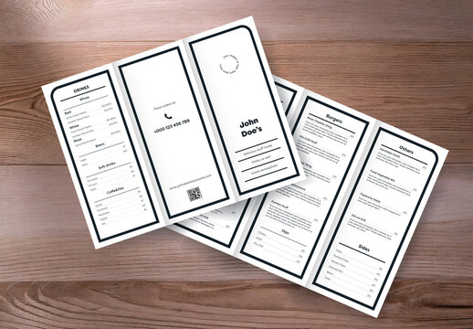 Retro Restaurant Menu Template with Minimalist Thick Frames