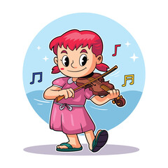 Girl with Twin Tails Playing the Violin