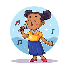 Girl Singing with Microphone on Stage