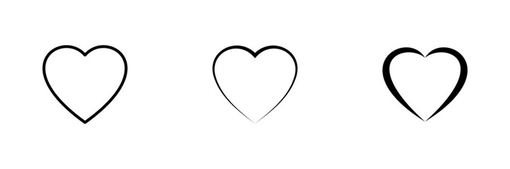 Collection of Heart icon, Symbol of Love Icon flat style modern design Isolated on white Background. Vector illustration. color editable