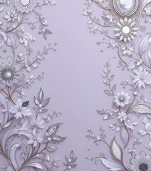 Fototapeta premium Powder lavender background, gentle paisleys, and pearl-mirror decor.