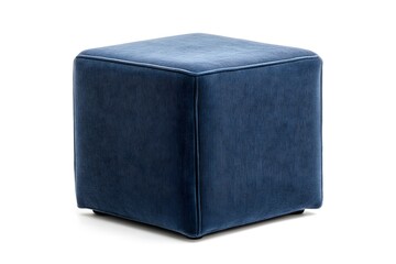 Blue square ecological ottoman or footstool. Interior design concept. Isolated object on white background