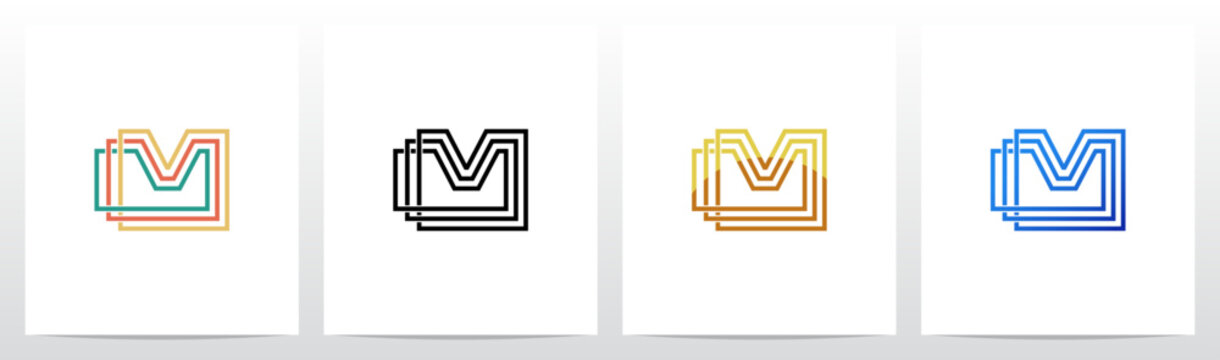 Outlines Parallel Lines Knit Initial Letter Logo Design M