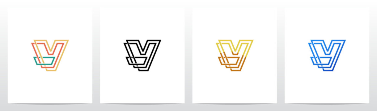 Outlines Parallel Lines Knit Initial Letter Logo Design V