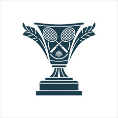 Fototapeta premium Badminton Trophy Icon, Sport Achievement Symbol A trophy with badminton motifs