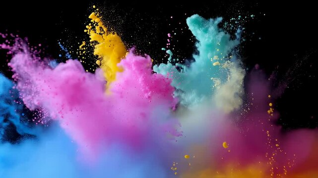 Colorful Powder Explosion Background , Vibrant Abstract Art Motion Graphics