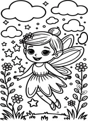 vector illustration of a girl bird flying