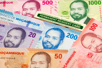 American Permanent Resident Card on Mozambican metical