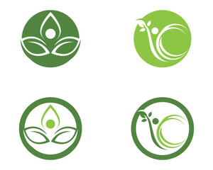 people leaf green nature health logo and symbols