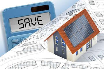 SAVE MONEY WITH A PHOTOVOLTAIC SYSTEM INSTALLATION ON A RESIDENTIAL BUILDING - Investment concept...