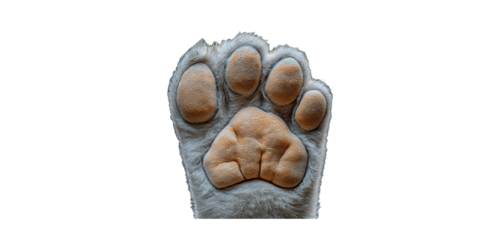 Close-Up Of Cat Paw Pad. Feline Anatomy And Texture Isolated On Transparent Background