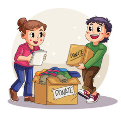 Volunteer Organizing Clothing Donations