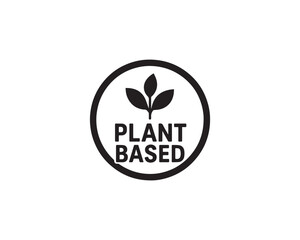 Plant based label icon vector art illustration.