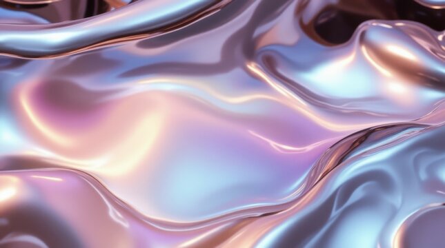 Abstract metallic waves with iridescent colors in fluid motion