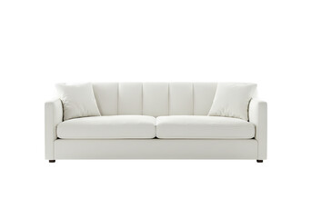Modern White Sofa Clean Lines Comfortable Design isolated on transparent baackground