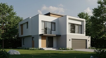 Modern Home Exterior: A contemporary house, showcasing sleek lines, expansive windows, and a minimalist aesthetic, embodying modern architecture and residential design.