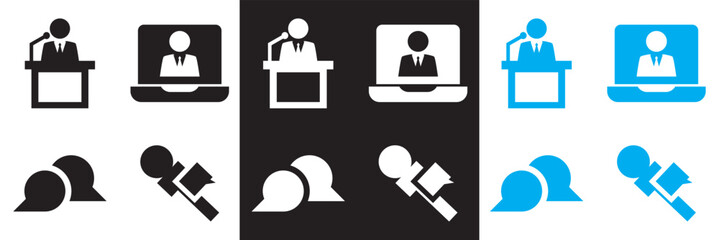 Interview icon. Vector for websites, mobile interfaces, presentations, banner, visual branding etc. Vector illustration. isolated on white and black background. EPS 10