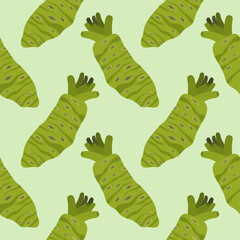 japanese wasabi root flat design seamless pattern vector illustration. Japan Spices Vector Seamless Pattern