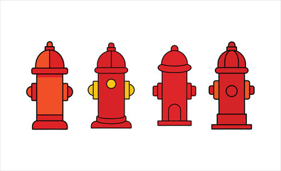 A set of fire hydrant colorful vector art illustration