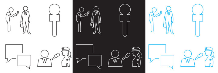 Interview icon. Vector for websites, mobile interfaces, presentations, banner, visual branding etc. Vector illustration. isolated on white and black background. EPS 10