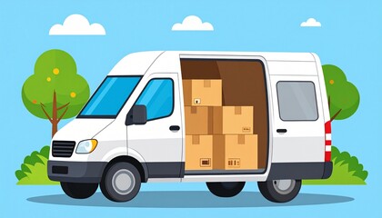 Delivery Van with Open Doors