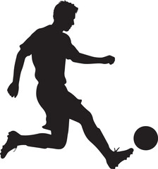Soccer Player Dribbling Ball Silhouette - Football Skill Vector