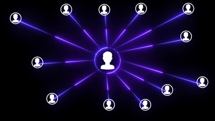 Animation of network of connections with people icons with glowing spots Social networking service concept. Global communication network Business 4k video - Powered by Adobe