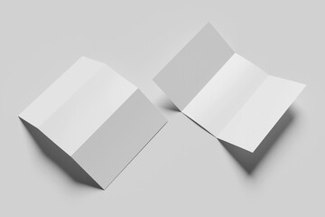 Blank A4 half fold brochure template 3d illustration.